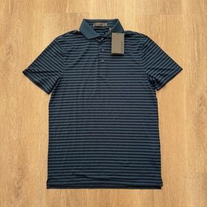 G/FORE Performance Fabric Blue Perforated Stripe  Polo Golf Shirt Small NWT $110